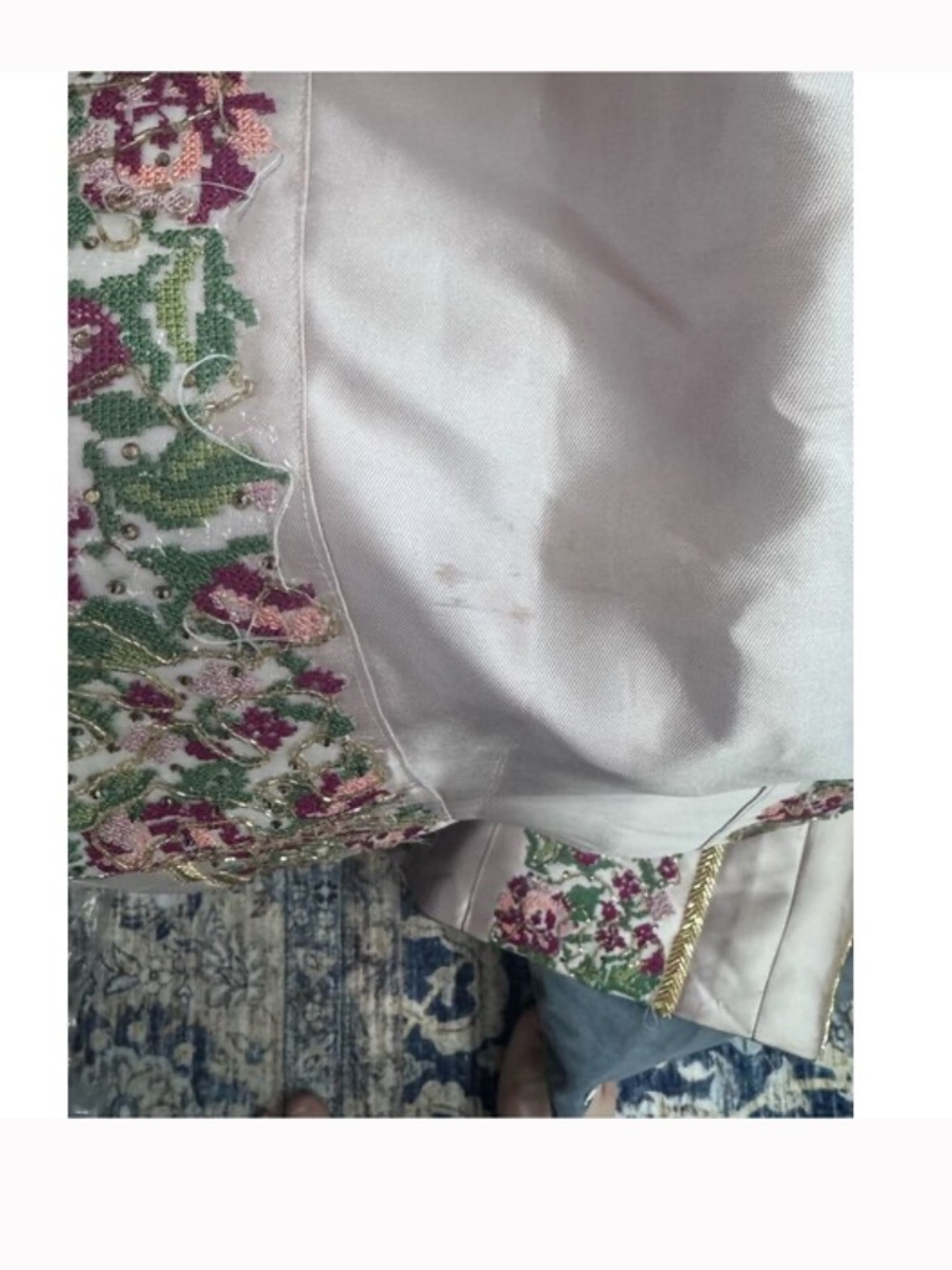 Custom Palestinian Embroidered Satin Thobe with Sleeves - Picture 7 of 7
